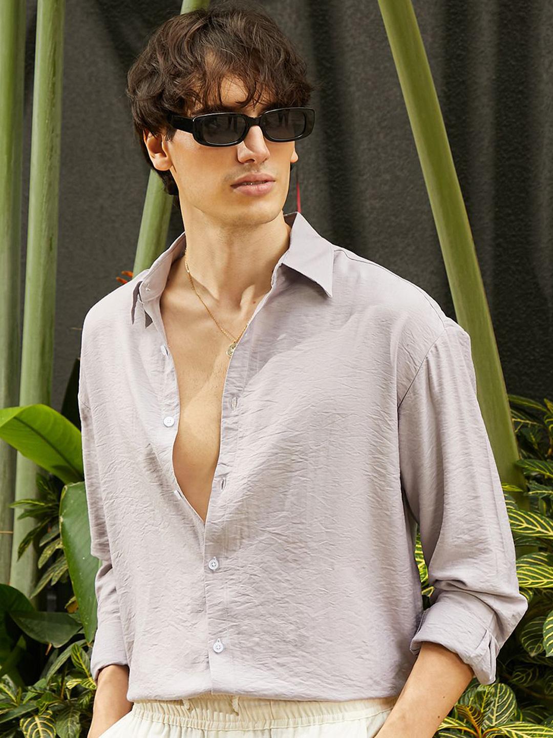 CAHOOT Men Comfort Spread Collar Solid Casual Shirt - Image 1