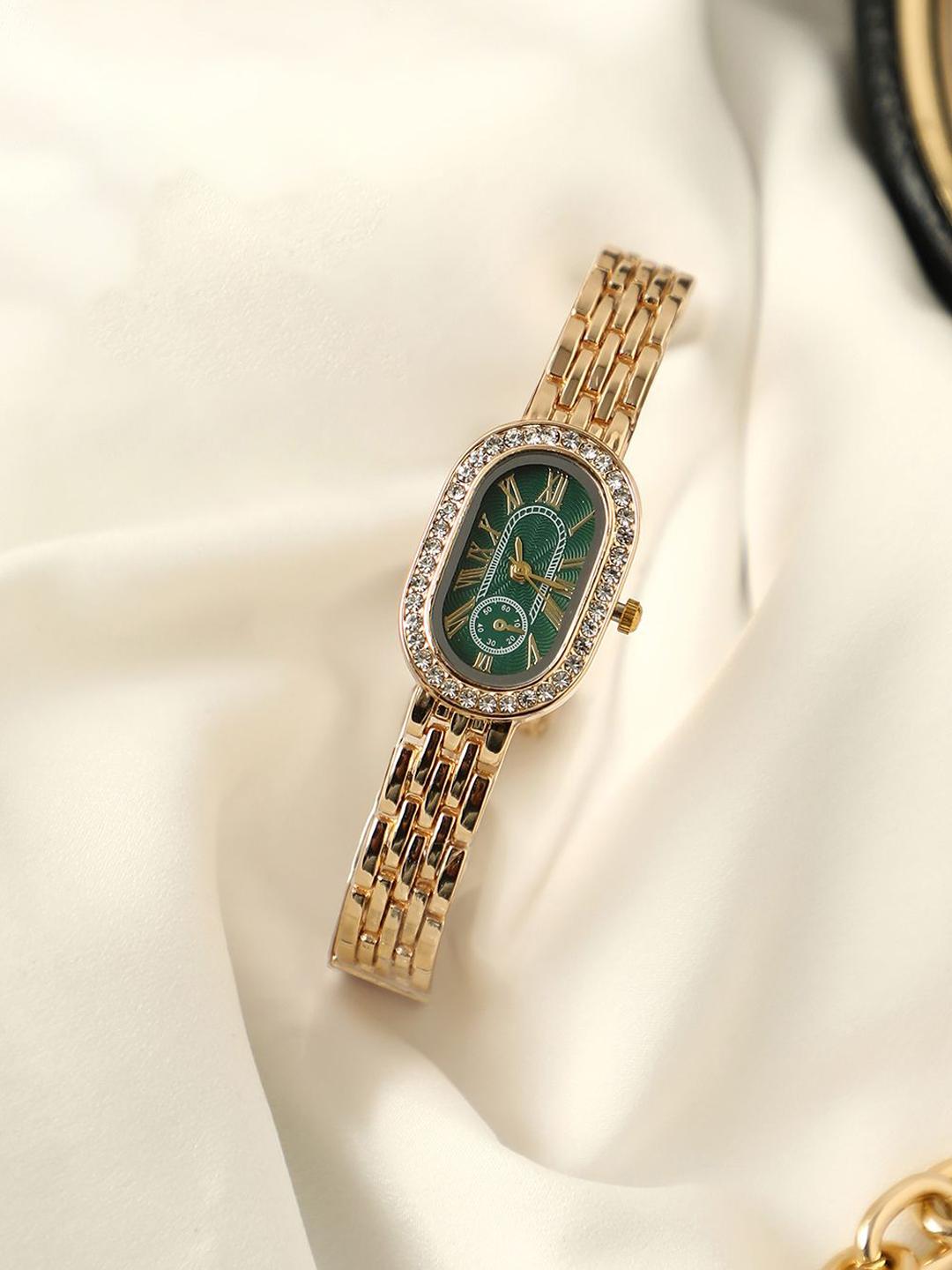 HAUTE SAUCE Women Green Embellished Dial Watch - Image 1