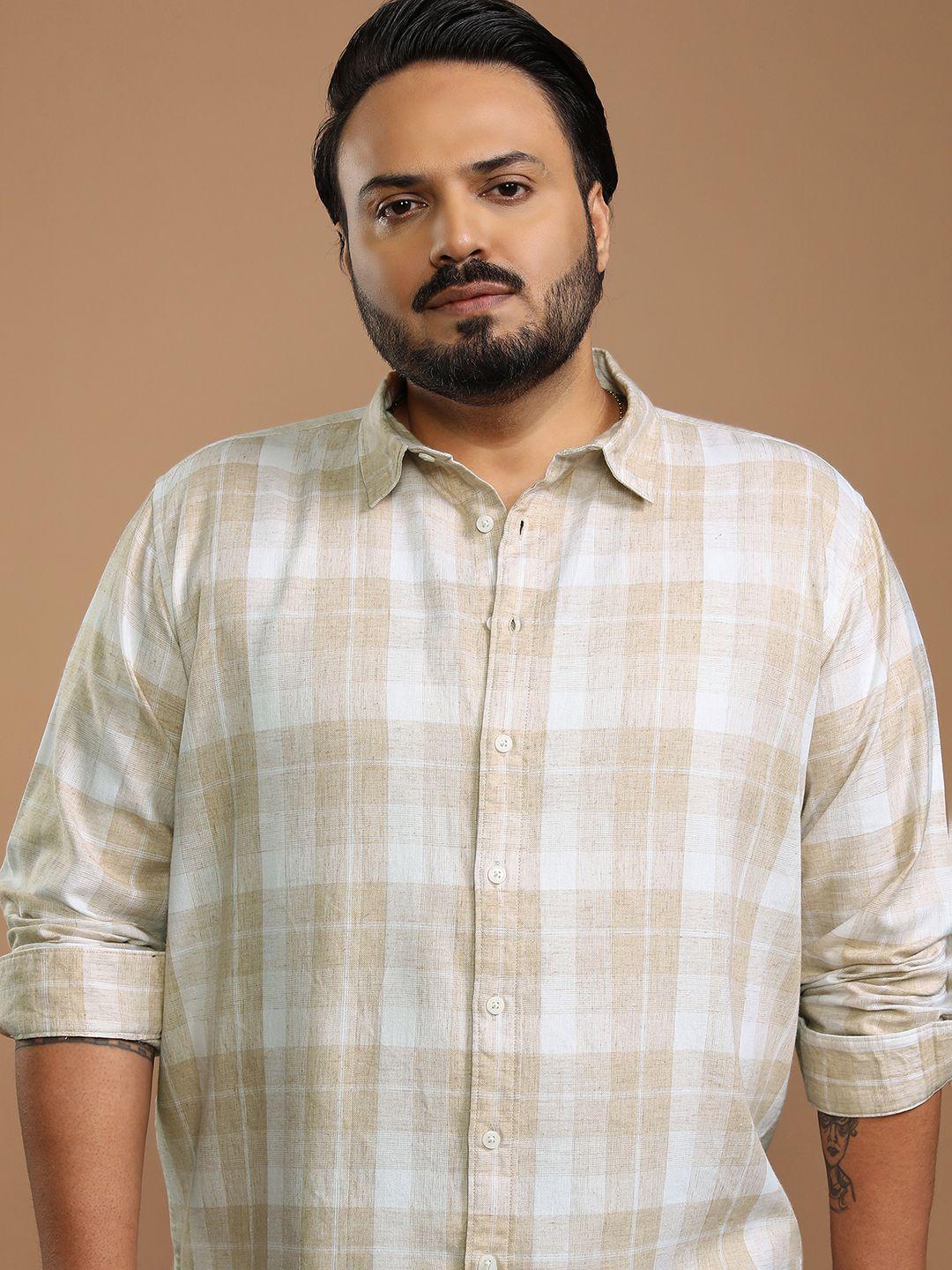 HIGHLANDER Men Checked Plus Size Casual Shirt - Image 1