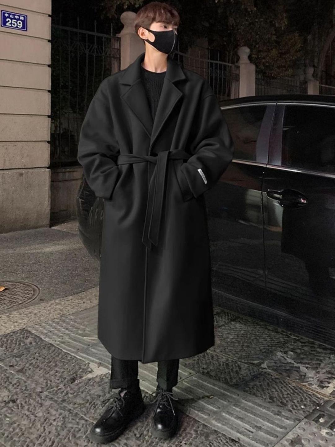 Buy HERE&NOW Men Solid Notched Lapel Collar Overcoat - Coats for