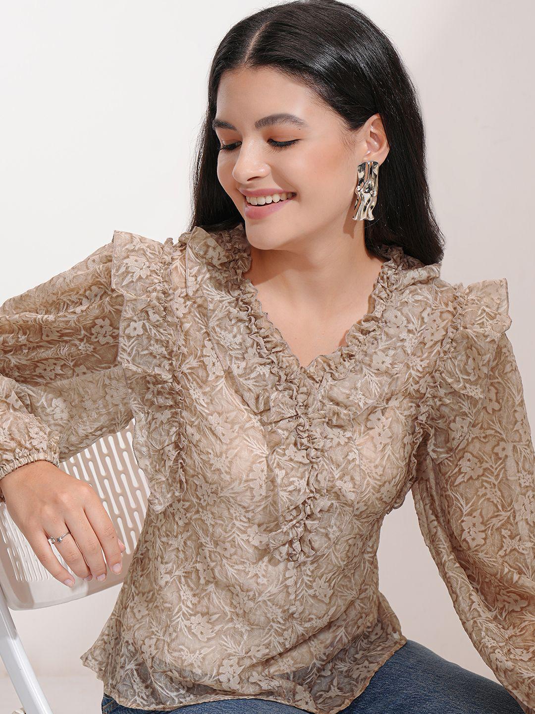 Buy ESPYR By Tokyo Talkies Women Floral Printed Ruffles Blouson