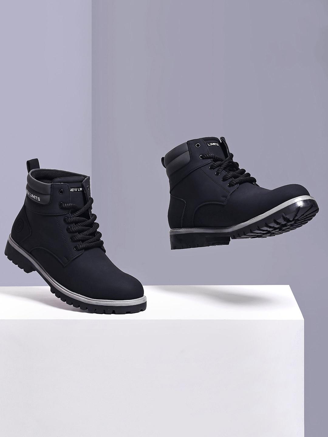 NEW LIMITS Men Round Toe High Ankle Lace-Ups Riding Boots - Image 1