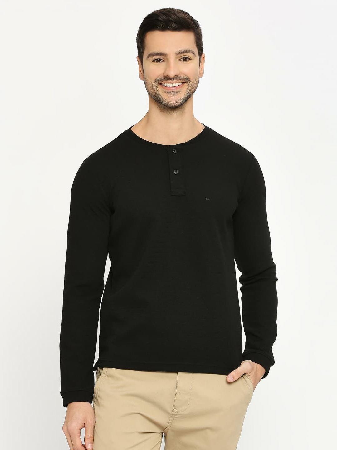 Basics Men Henley Neck Pockets Slim Fit T-shirt - Image 1