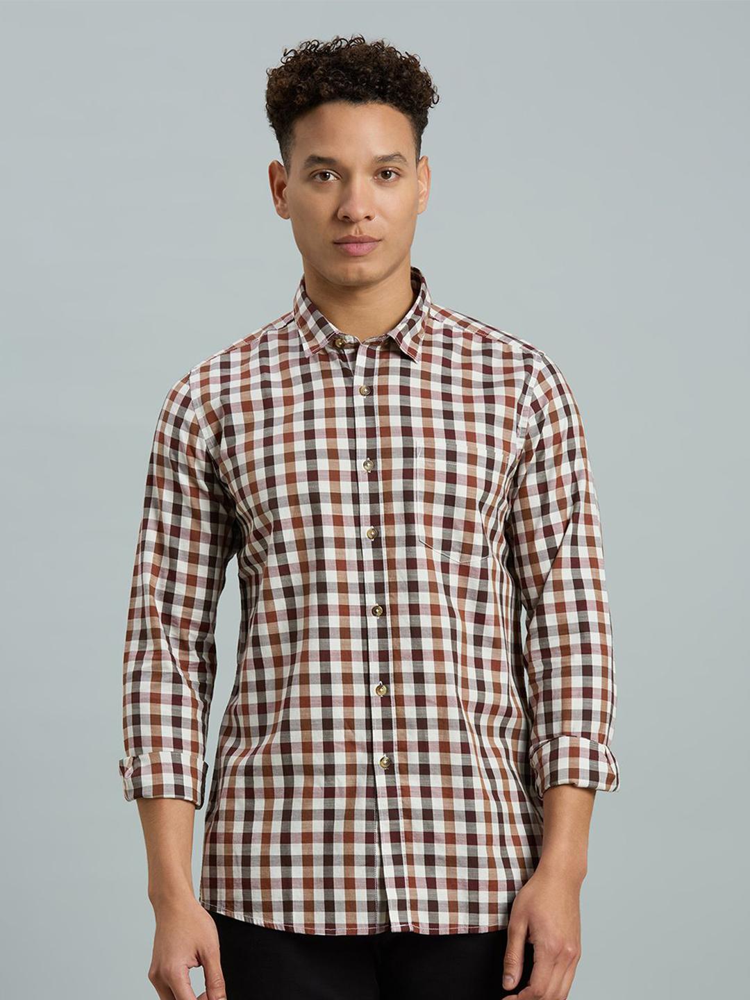 Reid & Taylor Men Slim Fit Gingham Checks Opaque Checked Casual Shirt - Image 1