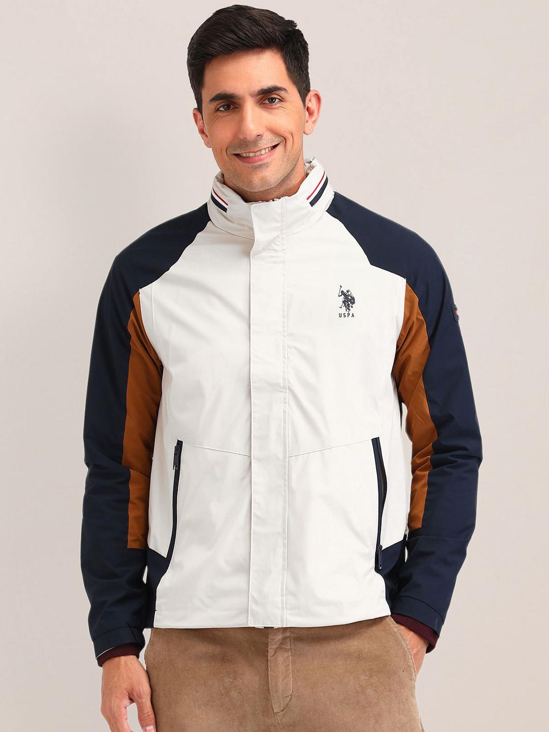 U.S. Polo Assn. Men Colourblocked Longline Quilted Jacket