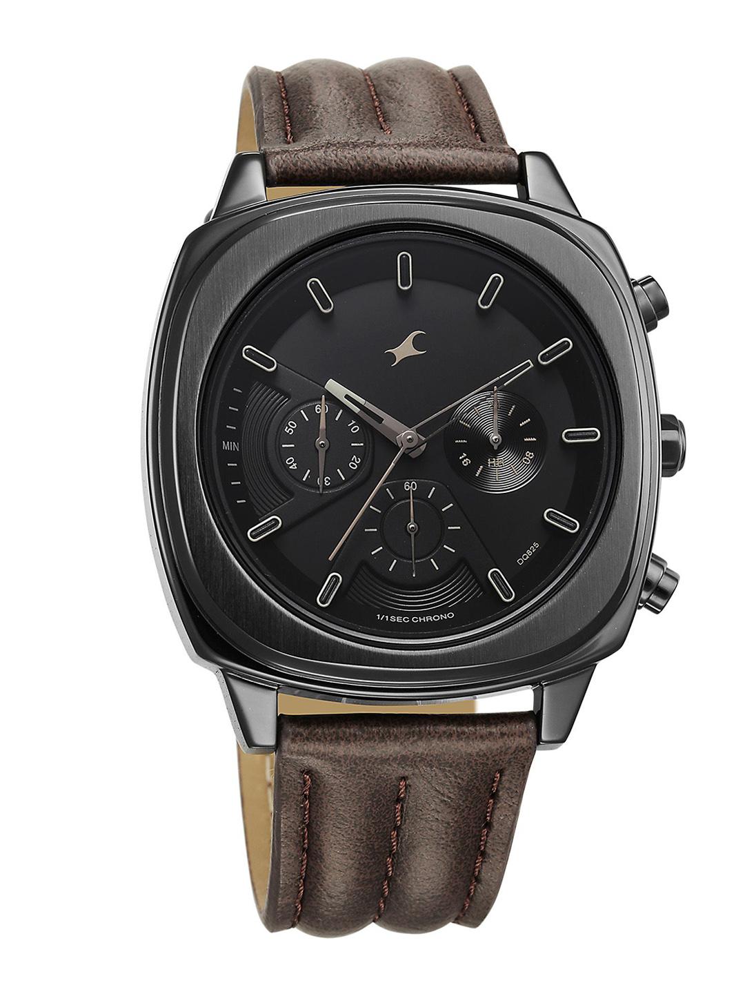 Fastrack Men Brass Dial Leather Wrap Around Straps Analogue Watch 3319NL01