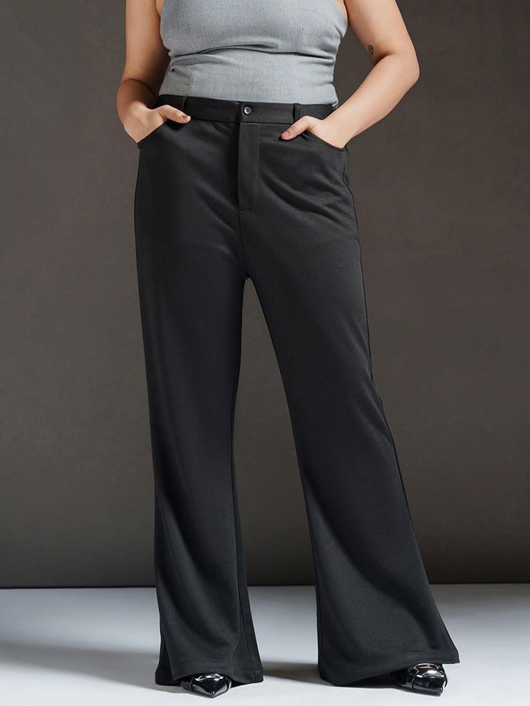 Buy FREAKINS Lava Black Curve Bootcut Korean Pants - Trousers for