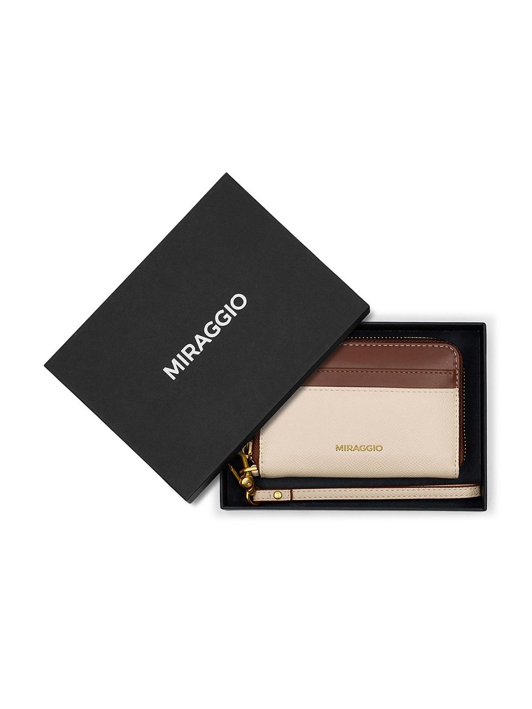 MIRAGGIO Ellie Ivory Zip Around Wallet with Detachable Wrist Strap
