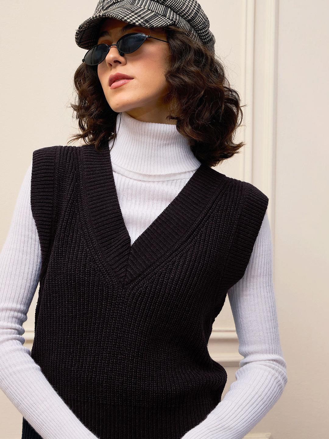 Buy SASSAFRAS Women Crop Sweater Vest - Sweaters for Women