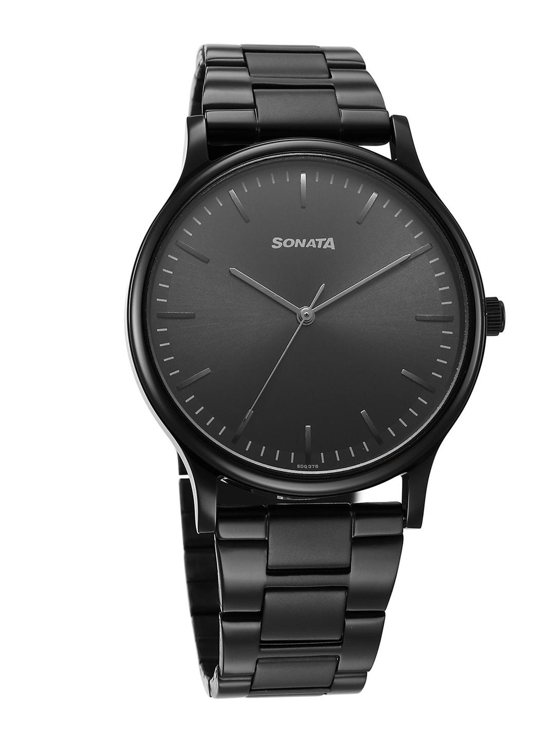 Sonata Men Brass Dial Watch 77105NM07W - Image 1