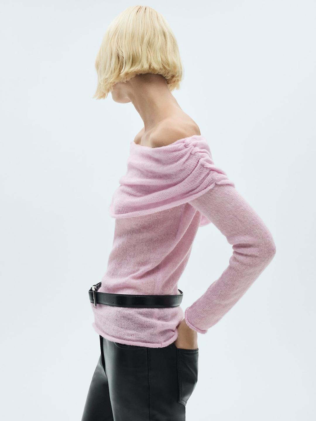 Buy MANGO Women Off-Shoulder Ruched Pullover Sweaters for Women