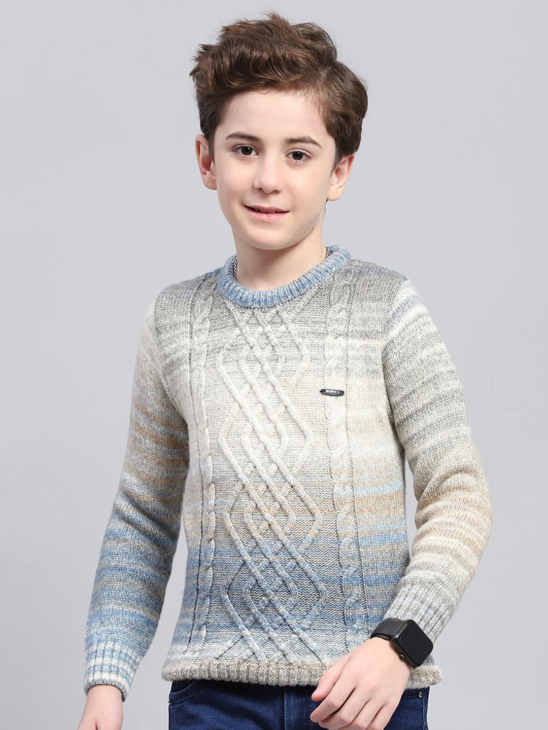 Buy Monte Carlo Boys Cable Knit Round Neck Woollen Pullover