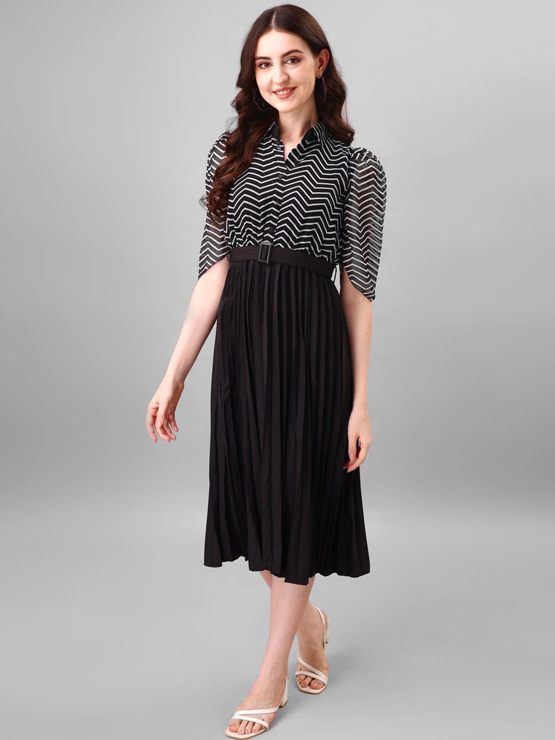 Buy Raiyani Enterprise Women Chevron Printed Georgette Fit Flare