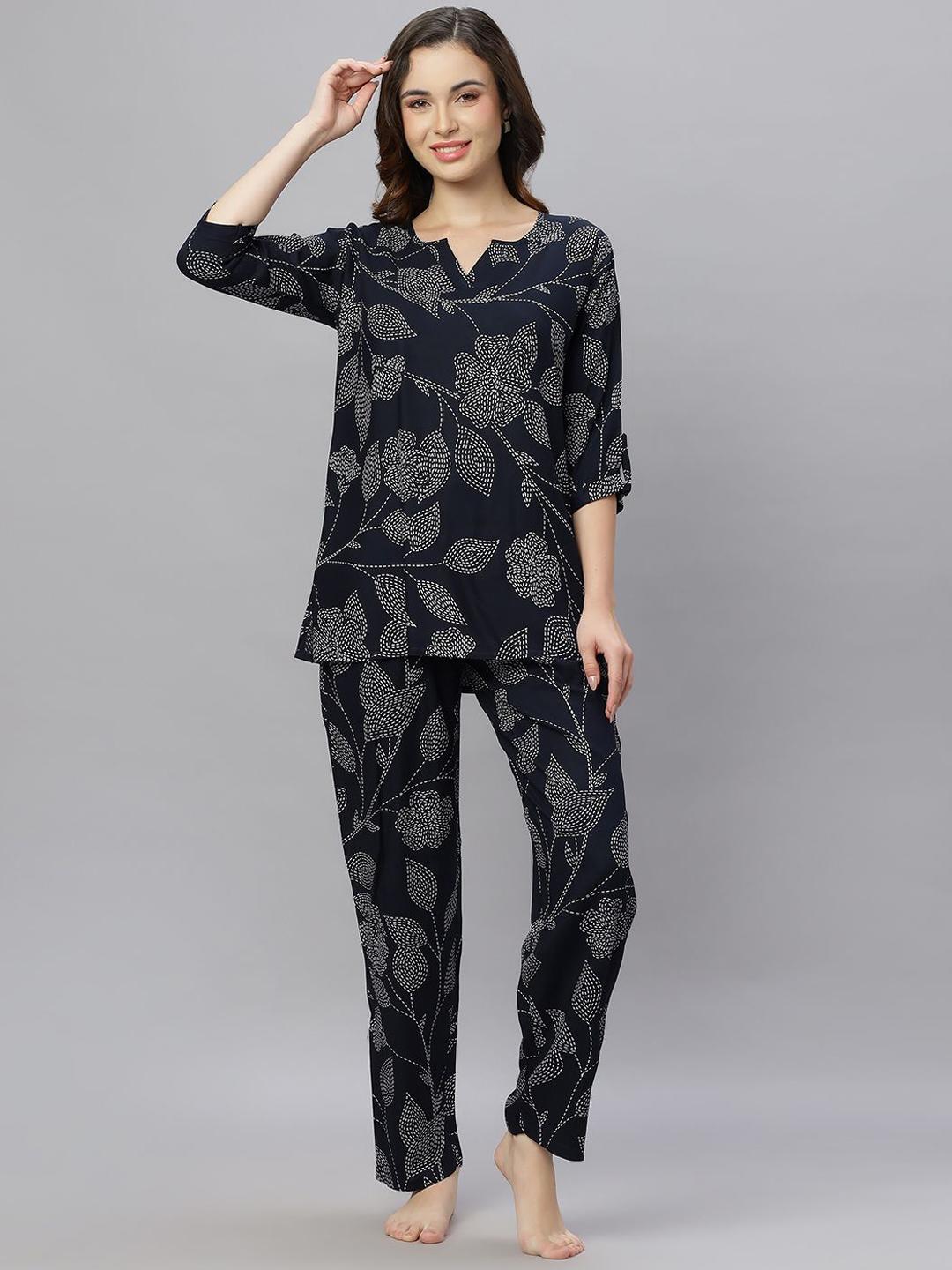 Buy QUIRA Women Printed V-Neck Three-Quarter Sleeves Drawstring