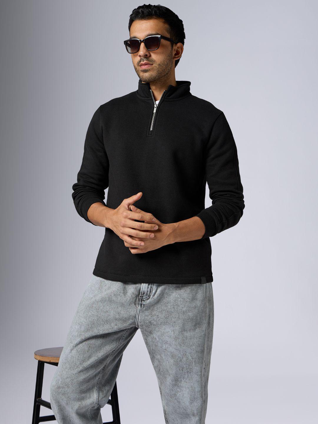 XYXX Men Relaxed Fit Solid Black IntelliSmooth Pulse Half-Zip