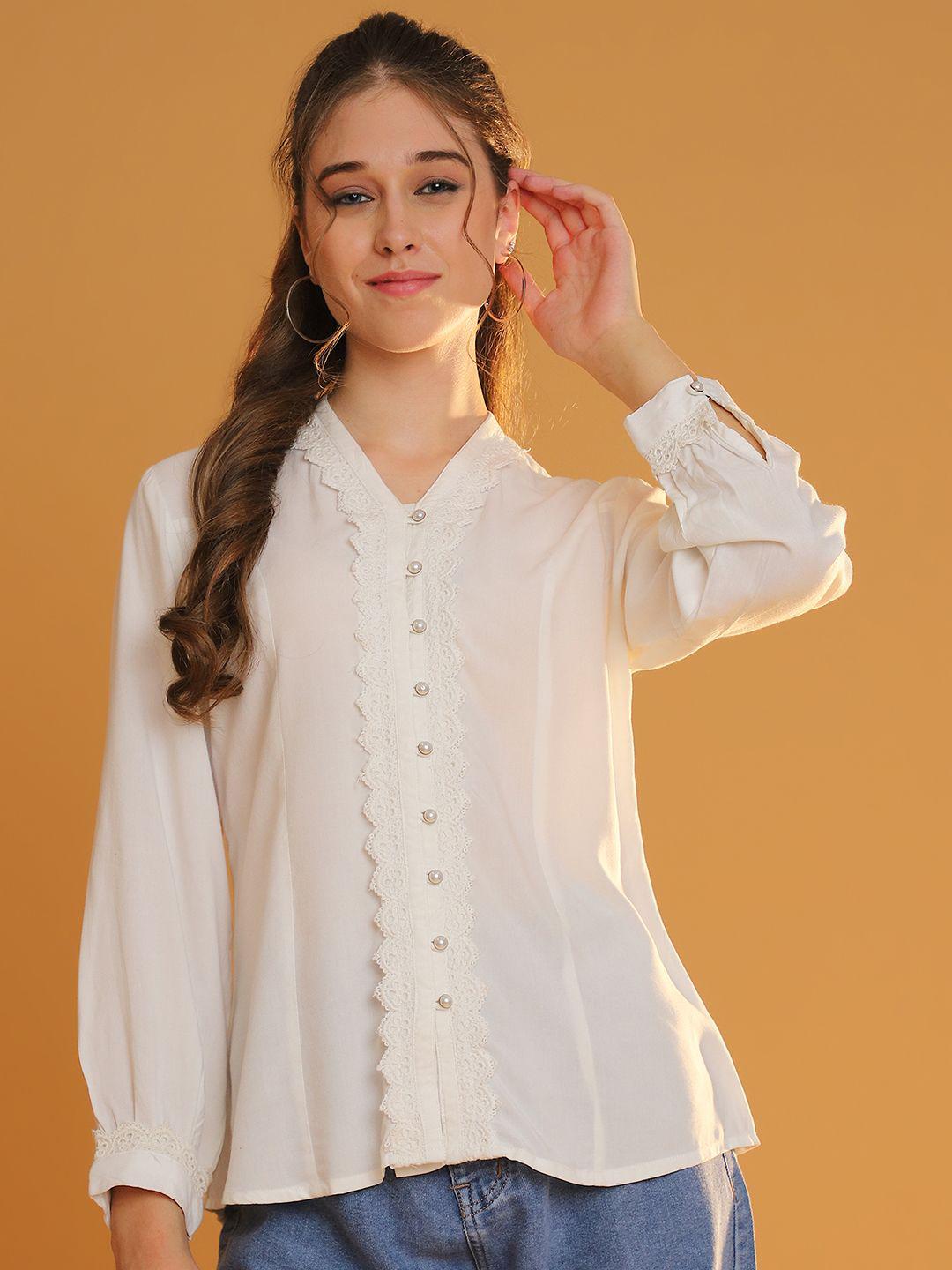 Buy Tulsattva Women Classic Collarless Solid Casual Shirt - Shirts