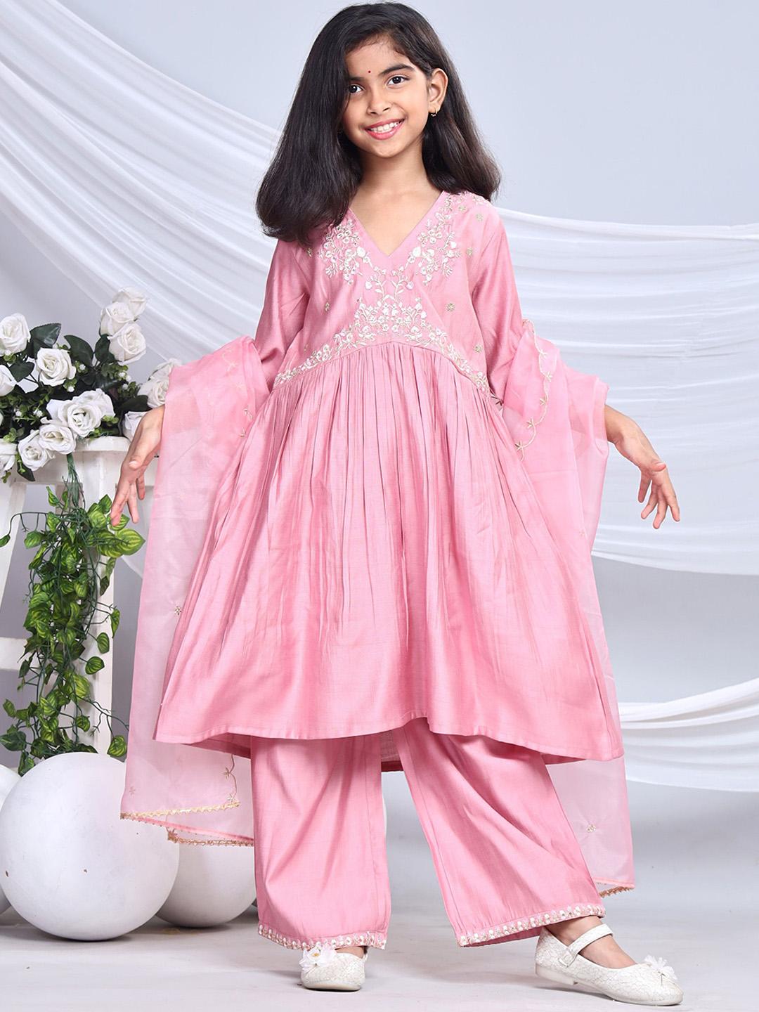 Buy misbis Girls Floral Embroidered Sequinned AKurta with Palazzos