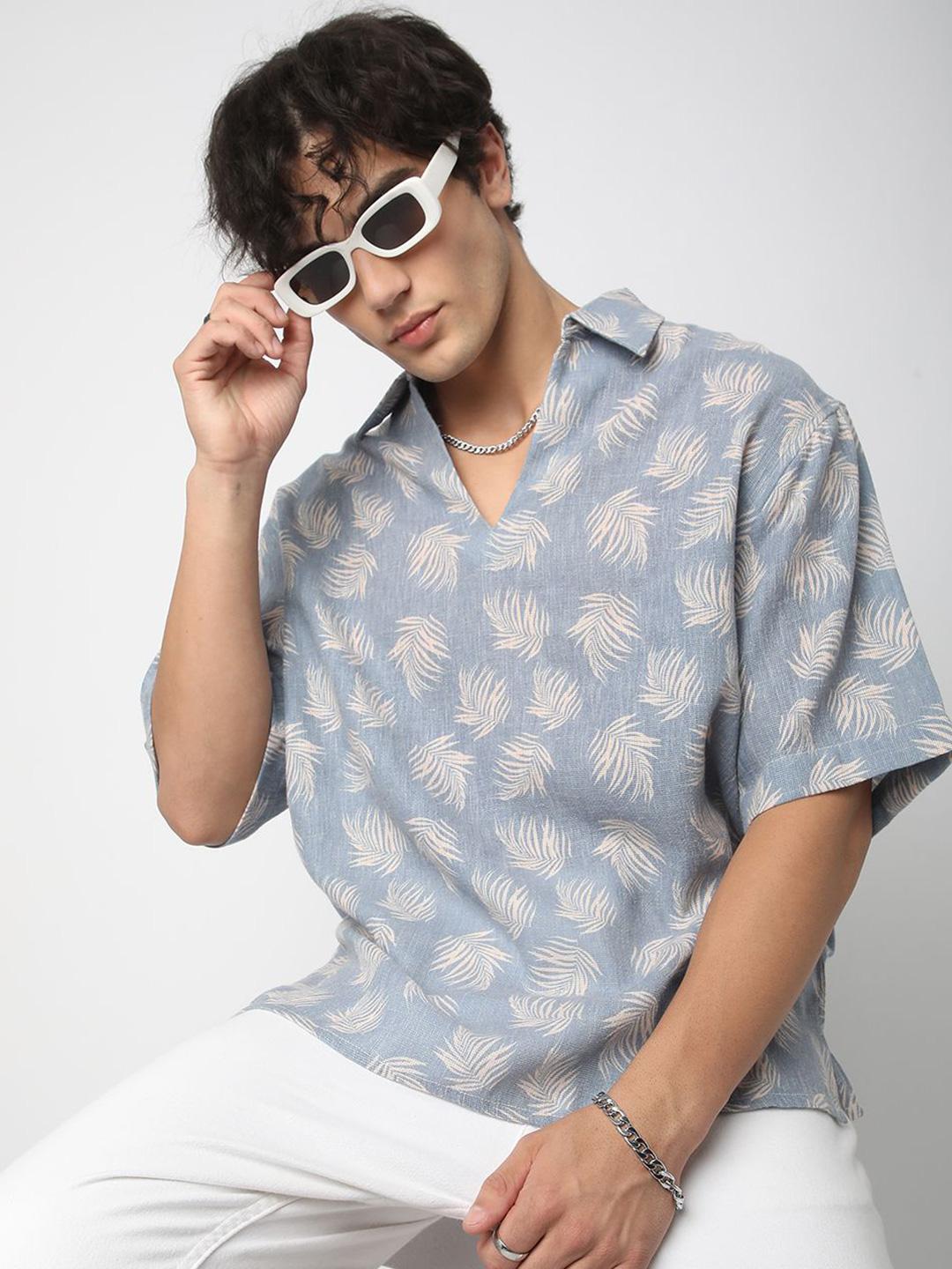 VASTRADO Powder Coco Floral Cotton Oversized Shirt - Image 1
