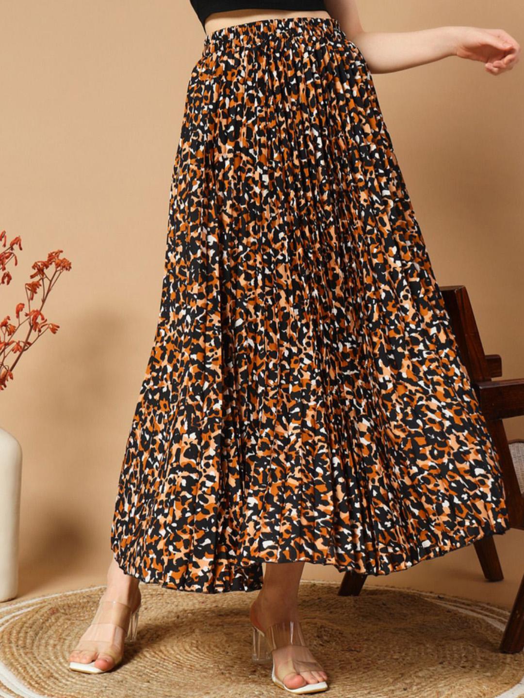 Buy ZWERLON Animal Printed Accordion Pleated A-Line Maxi Skirt