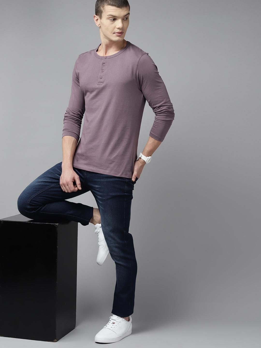 Buy The Roadster Lifestyle Co. Henley Neck Pure Cotton T-shirt
