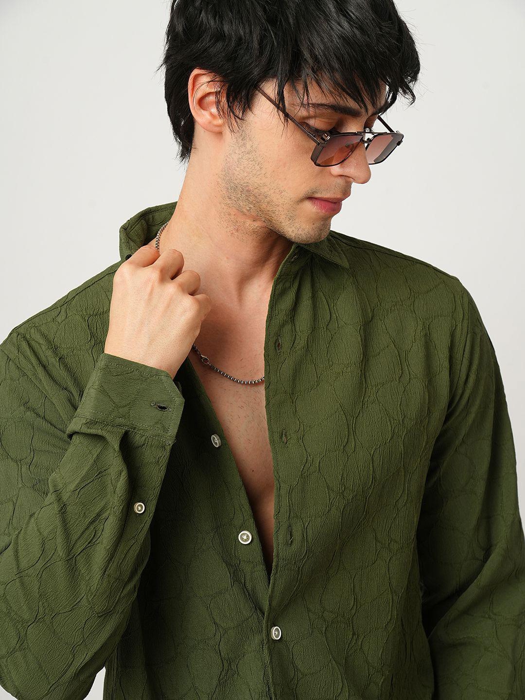 VASTRADO Stone Textured Slim Fit Shirt - Beige