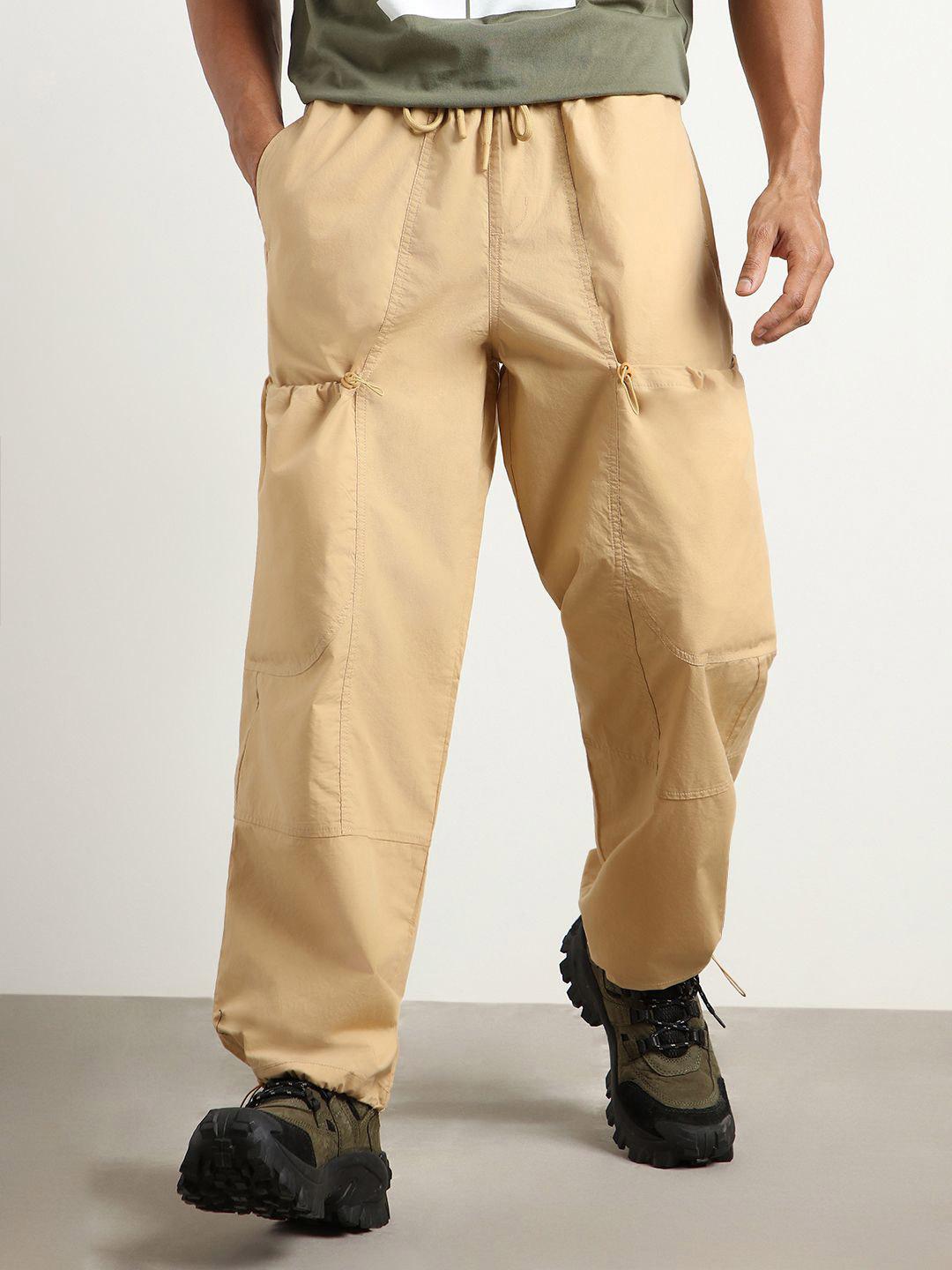 Buy NOBERO Men Oversized Loose Fit Pure Cotton Parachute Pants