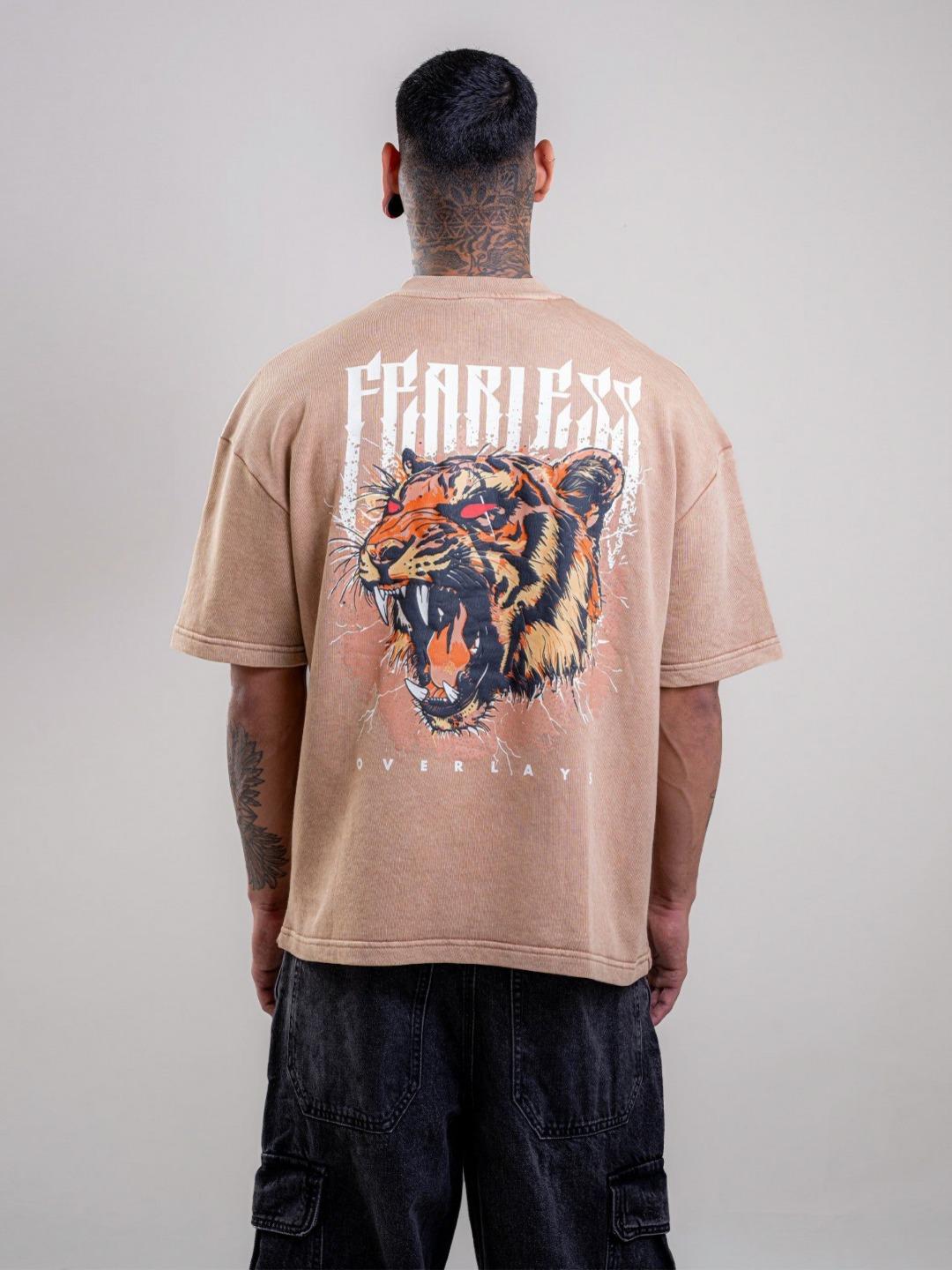 Buy Overlays Fearless Tiger Graphic Printed Drop-Shoulder Sleeves