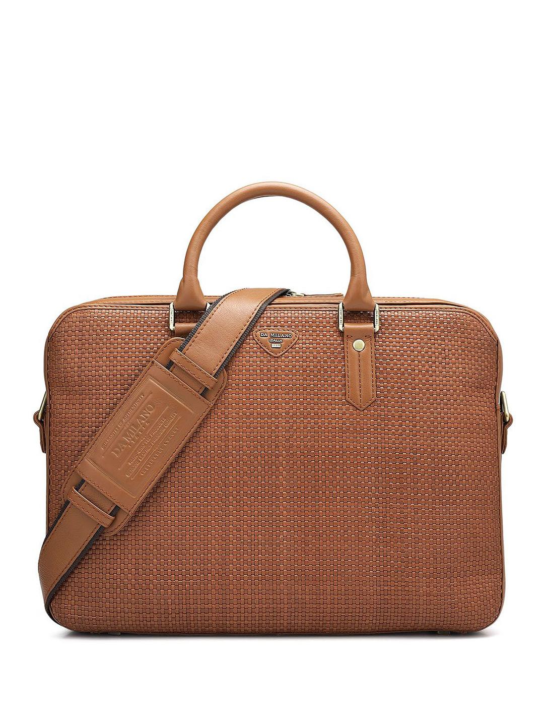 Buy Da Milano Unisex Textured Leather Laptop Bag Laptop Bag for