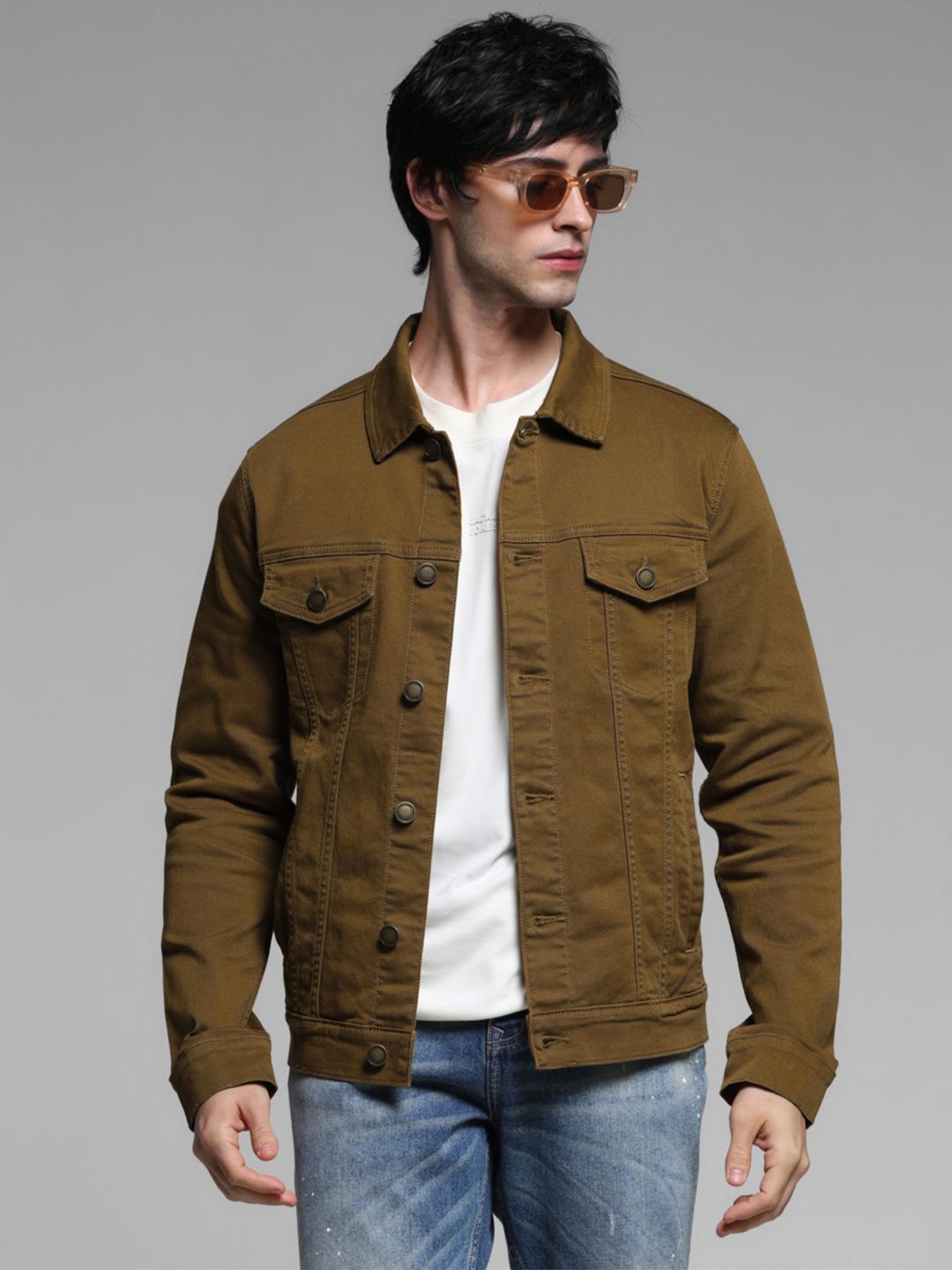 Buy Jack Jones Men Spread Collar Solid Cotton Casual Denim