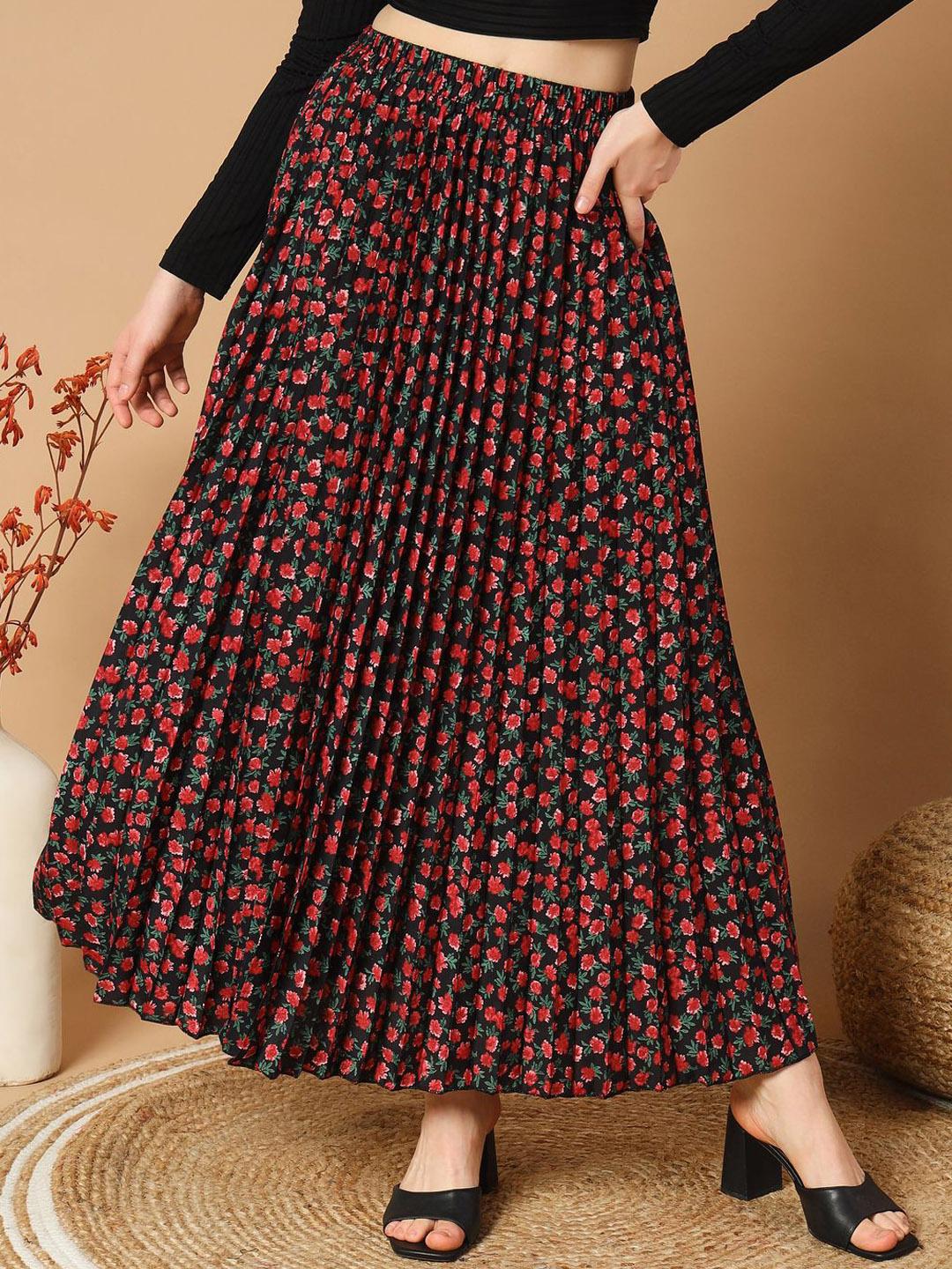 Buy ZWERLON Women Floral Printed Accordion Pleated A-Line Maxi