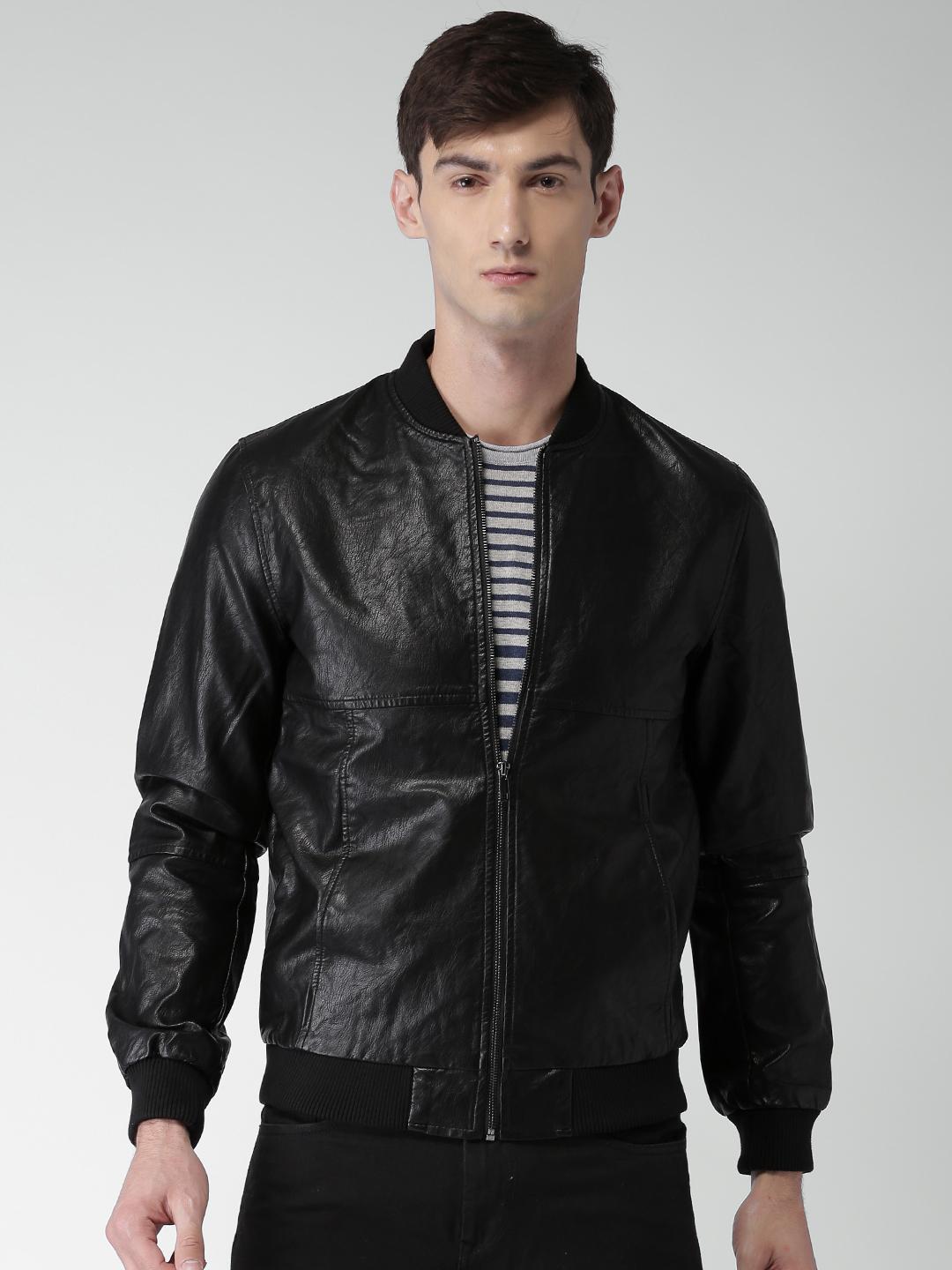 Buy Celio Men Black Solid Biker Jacket Jackets for Men 2024097