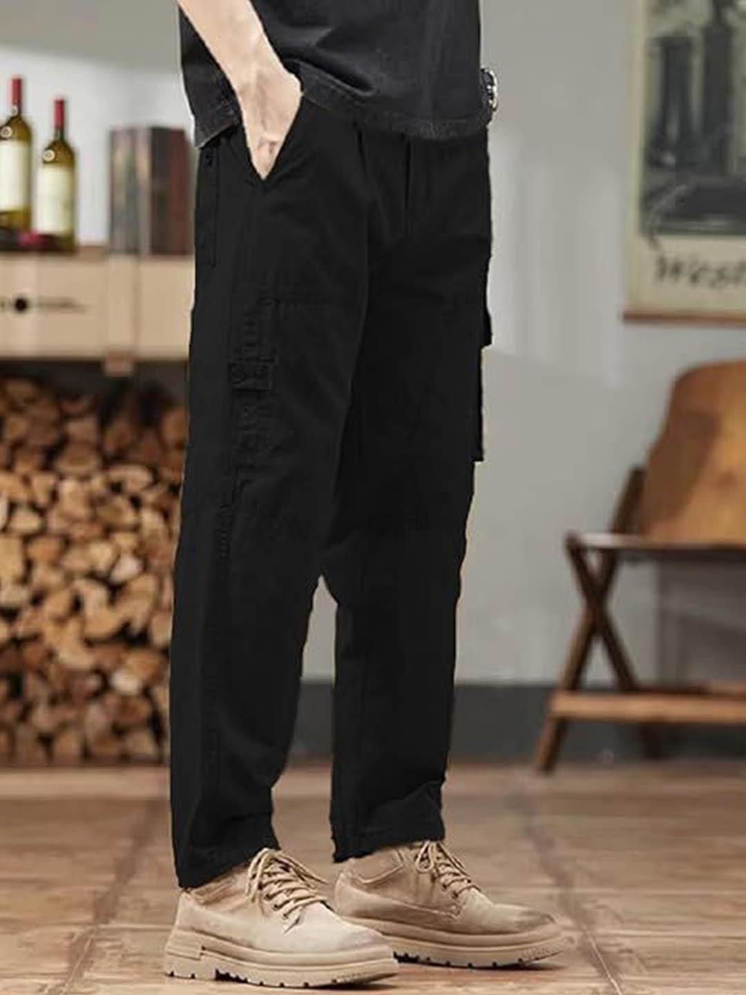 R.Code by The Roadster Life Co. Men High-Rise Cotton Cargos Trousers