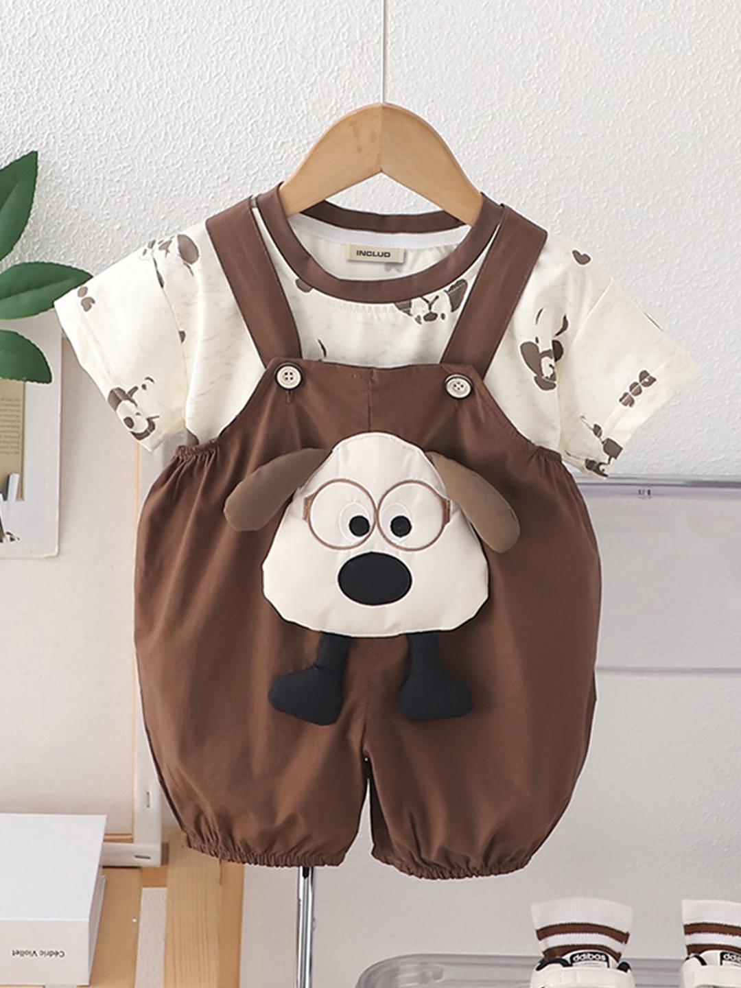 INCLUD Boys Printed T-Shirt With Dungaree