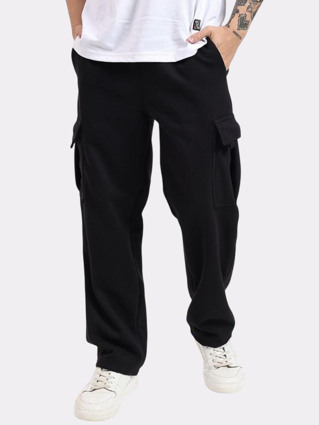 TOXA Men Baggy Fit Fleece Cargo Winter Track Pants - Image 1