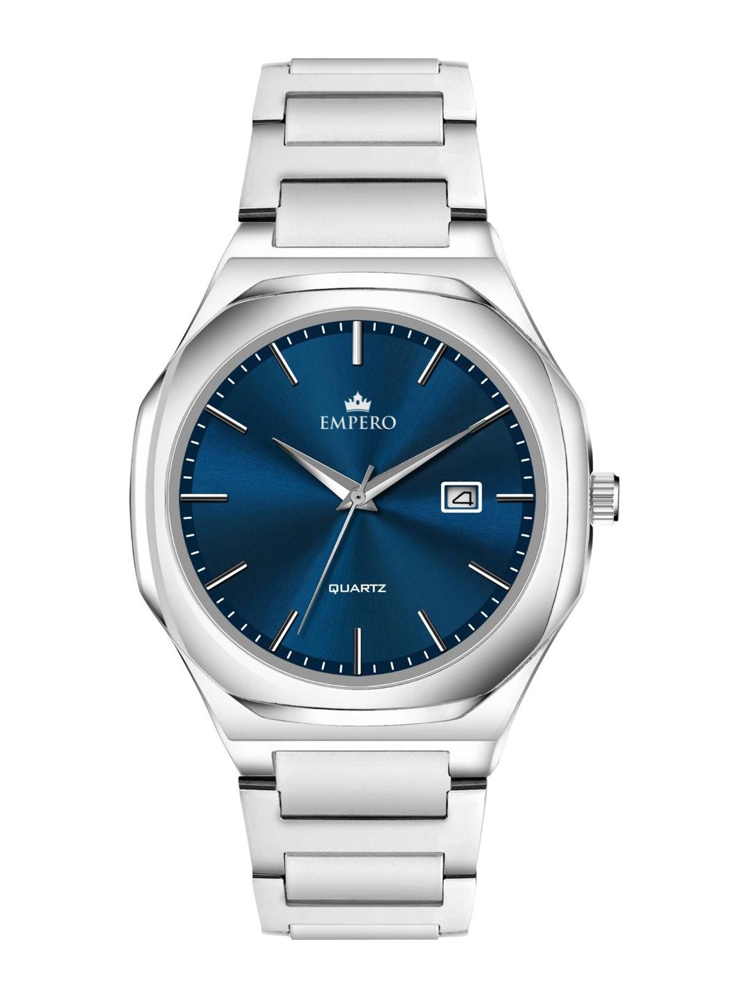 EMPERO Men EAB219 Brass Dial Blue Silver Chain Watch - Image 1