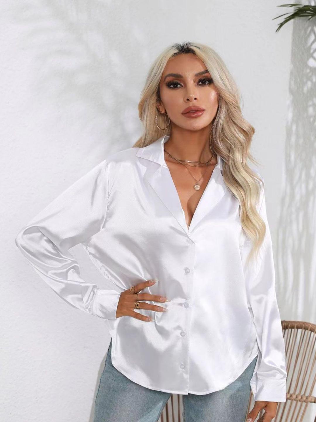 Ladies Blouses White Satin Blouse Long Sleeve Buy StyleCast Women