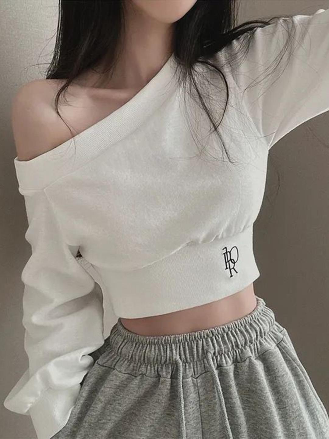 StyleCast One Shoulder Cold-Shoulder Top - Image 1