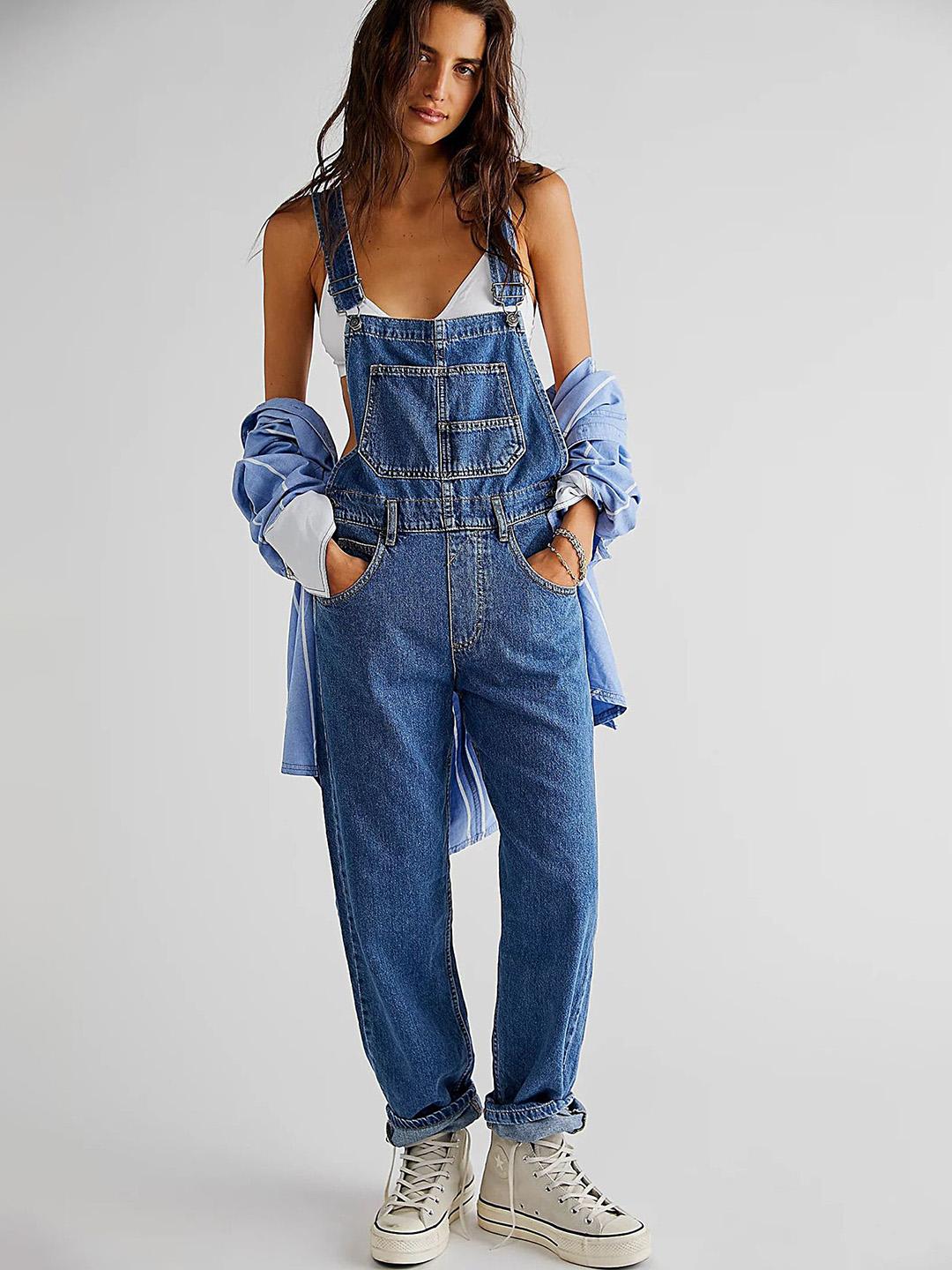 Buy LULU & SKY Straight-Fit Denim Dungaree - Dungarees for Women