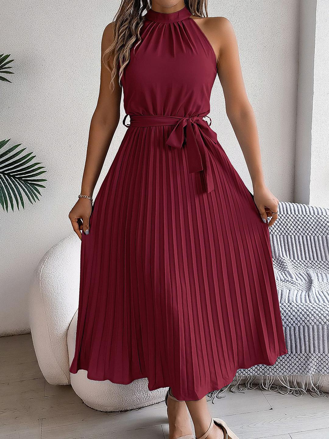Buy StyleCast x Revolte Accordion Pleats Fit and Flare Maxi Dress - Dresses  for Women 30417755 | Myntra