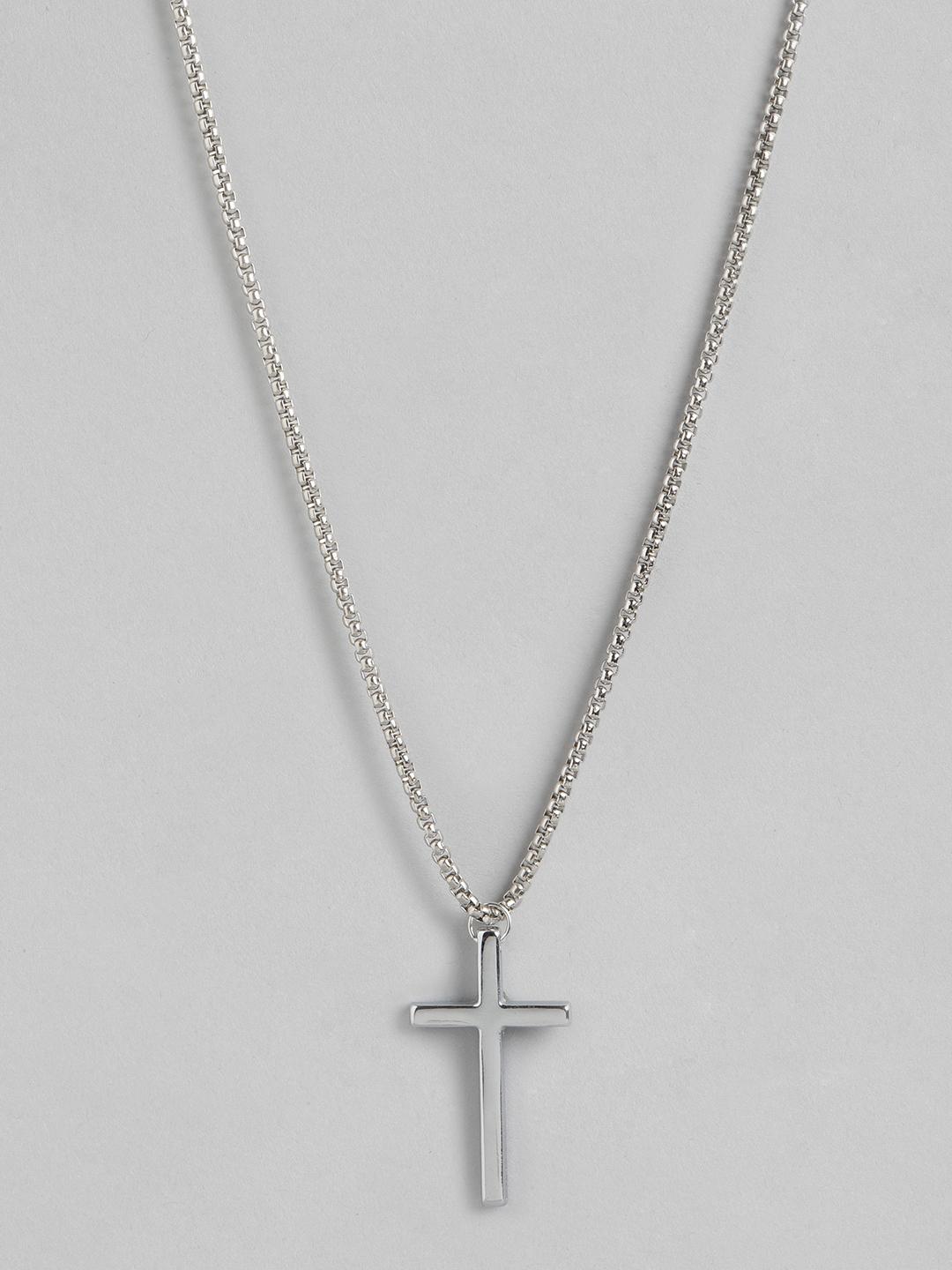 Buy PARIS HAMILTON Silver-Plated Cross Pendant with Chain