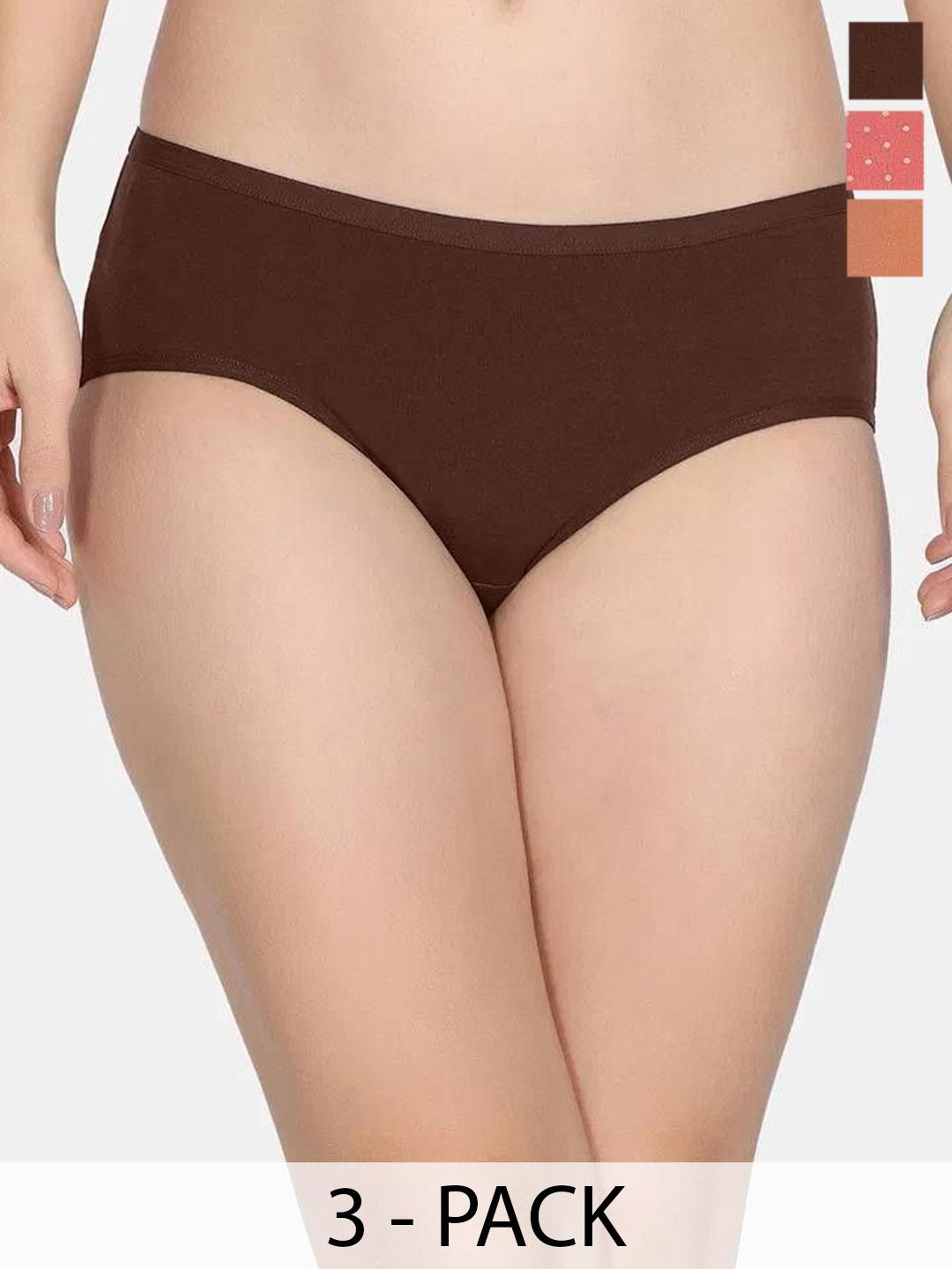 Buy Zivame Pack Of 3 Cotton Low Rise Hipster Briefs ZI28C1-S Burn