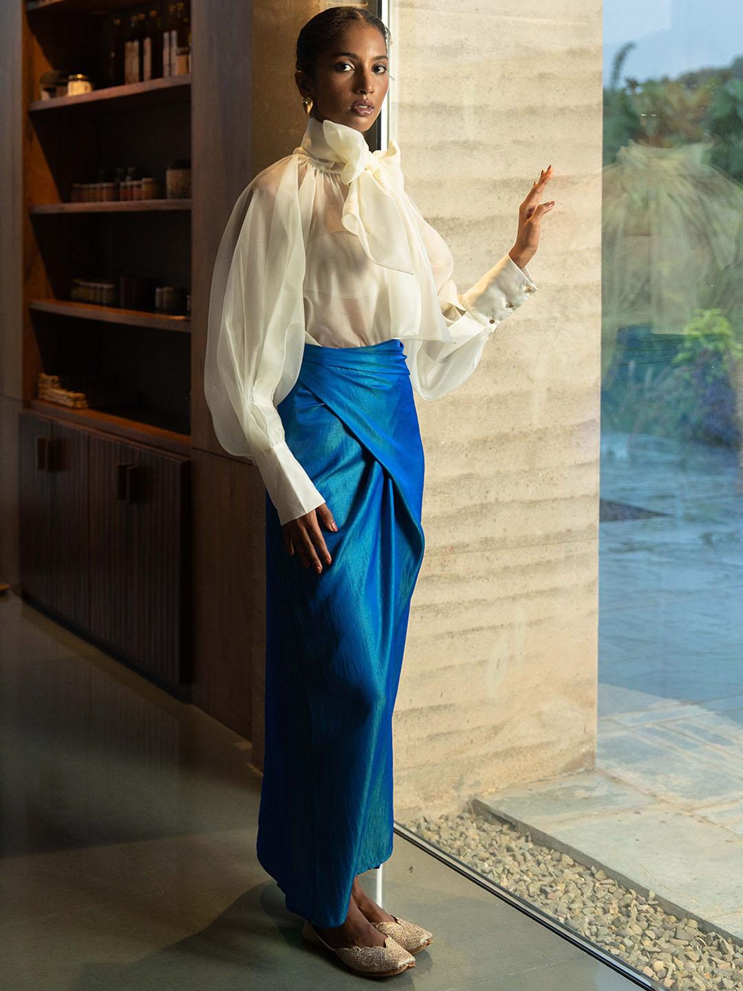 UNRUSH Mor Ultramarine Blue Wrap Skirt