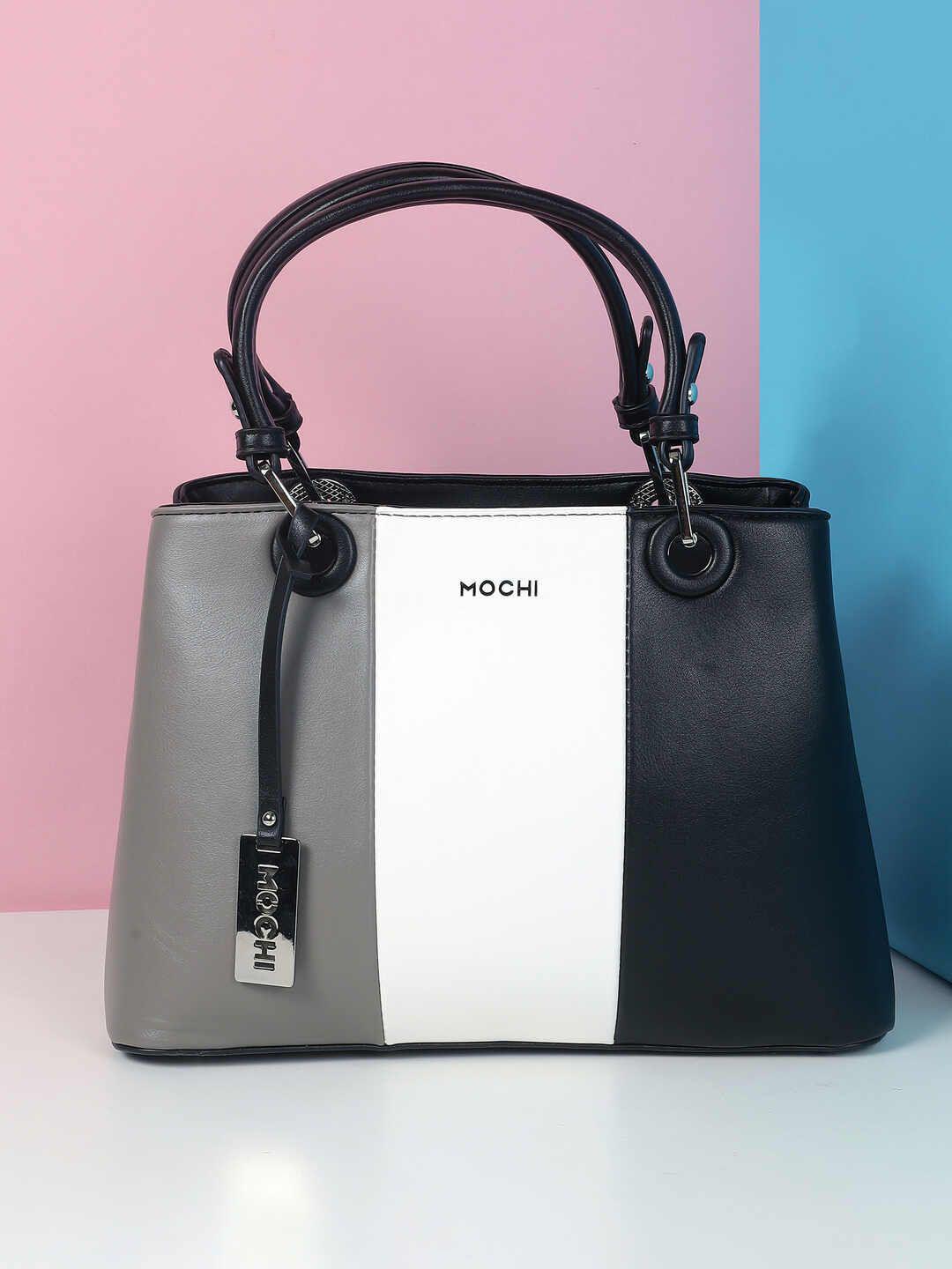 Buy Mochi Colourblocked PU Oversized Structured Handheld Bag with