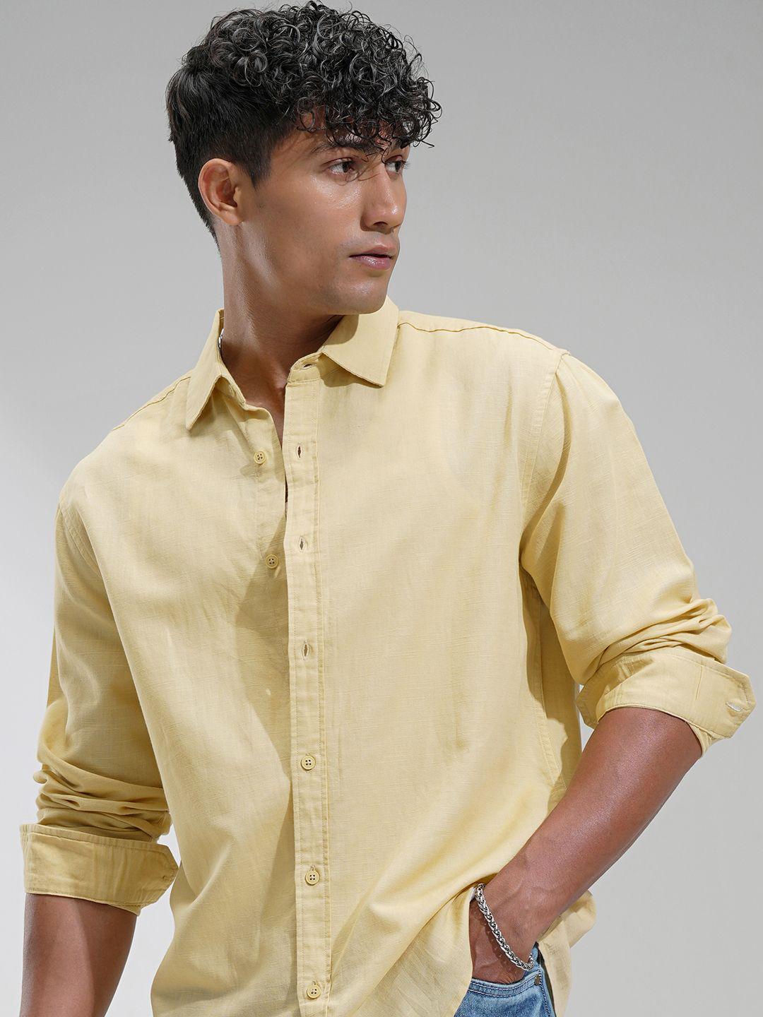 Highlander Men Cotton Linen Casual Regular Fit Shirt