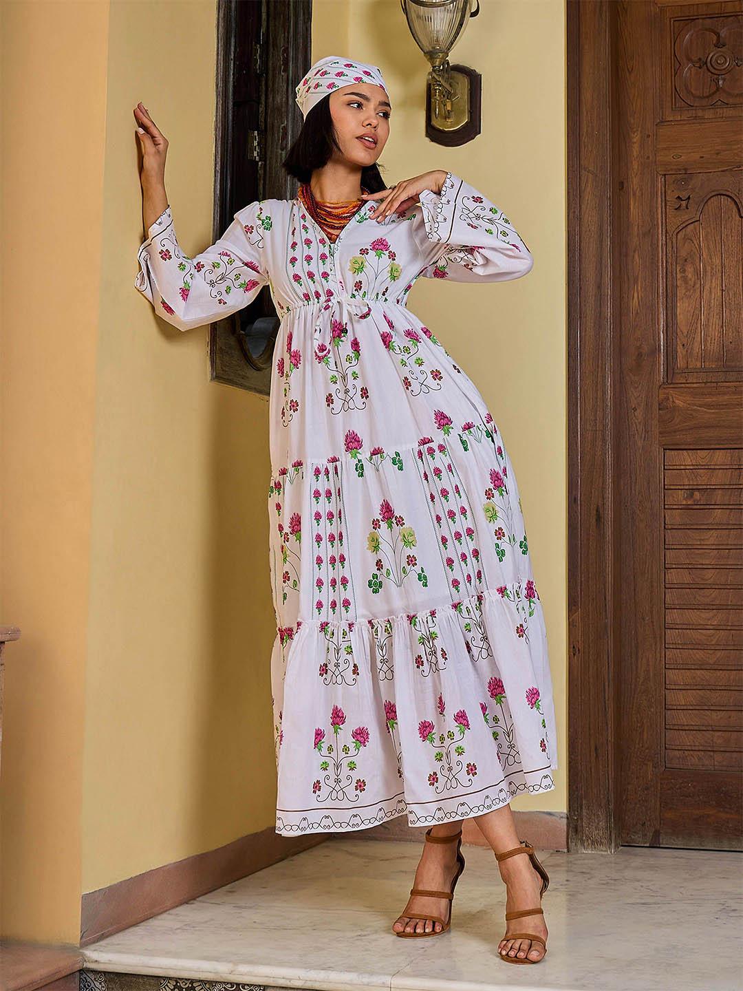 Buy Pink Paprika by SASSAFRAS Floral Print Flared Sleeve Fit