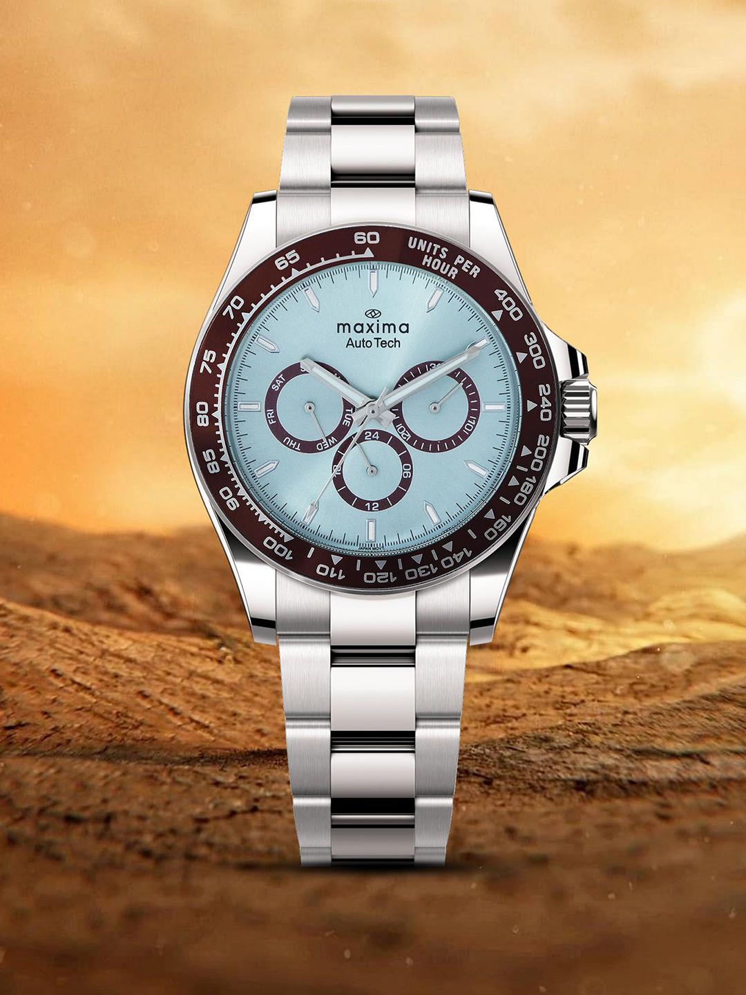 Buy maxima Men Brass Dial & Stainless Steel Bracelet Style Straps