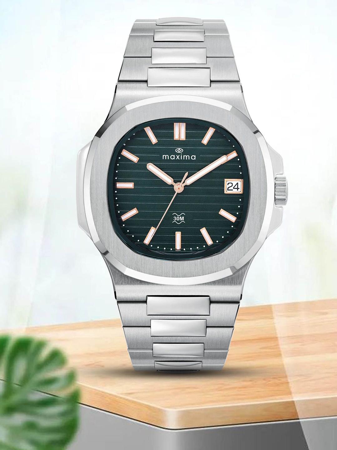 Buy maxima Men Brass Dial & Stainless Steel Bracelet Style Straps