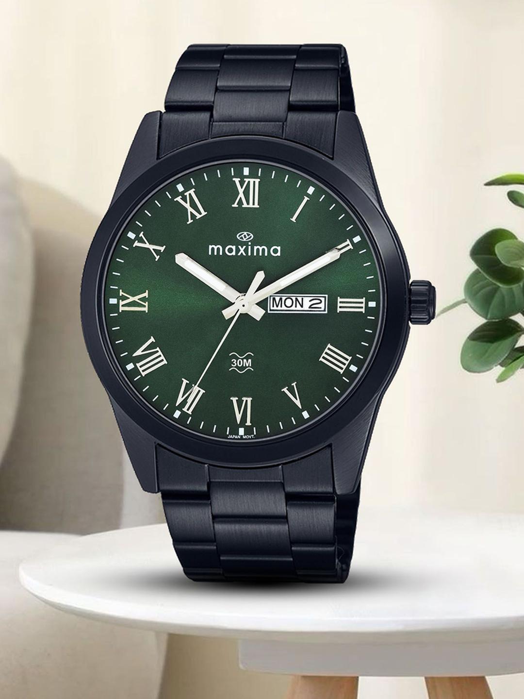 Buy maxima Men Brass Dial & Stainless Steel Bracelet Style Straps