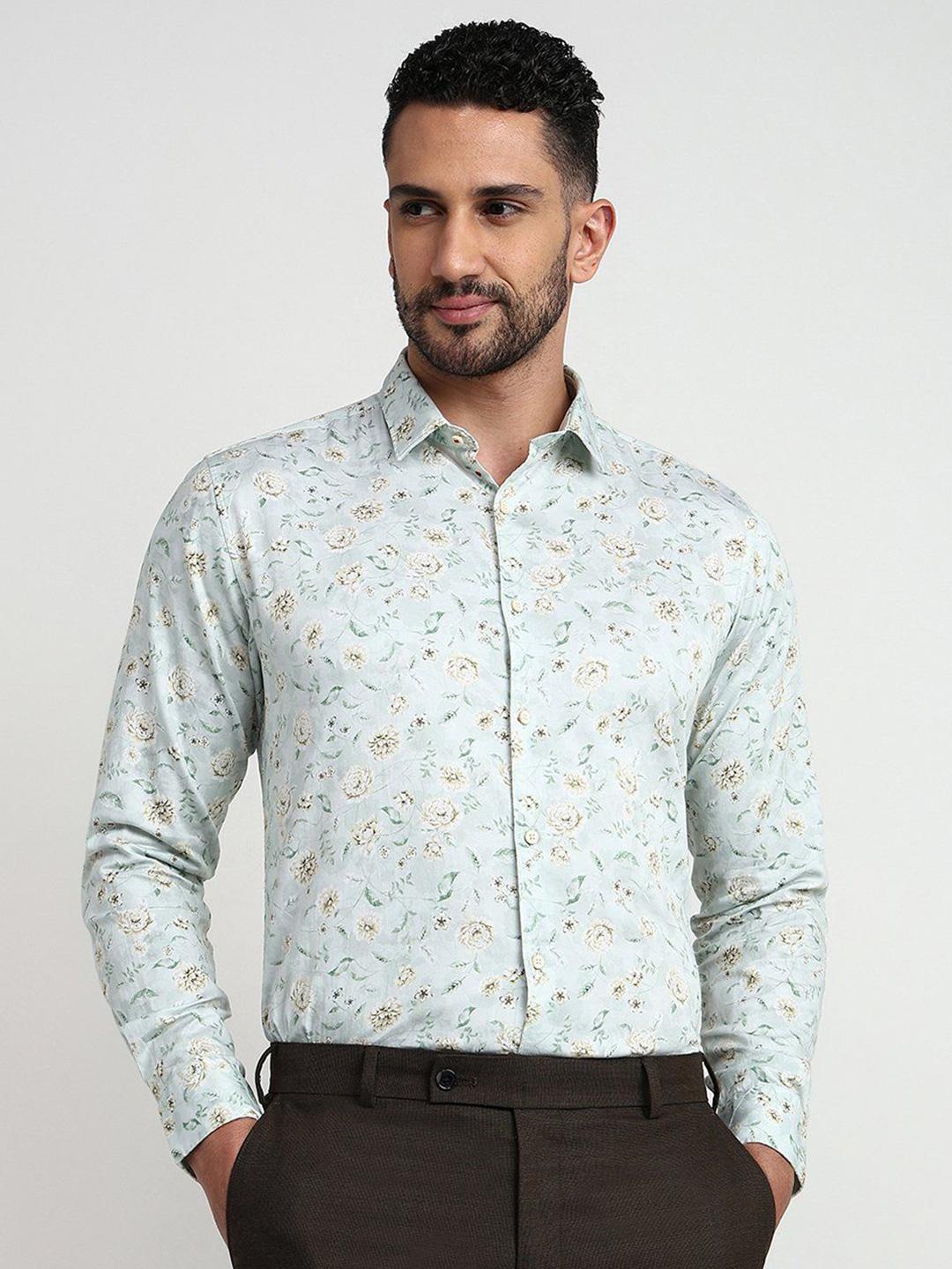 リエマンさま Buy Raymond Men Slim Fit Floral Printed Spread Collar Cotton