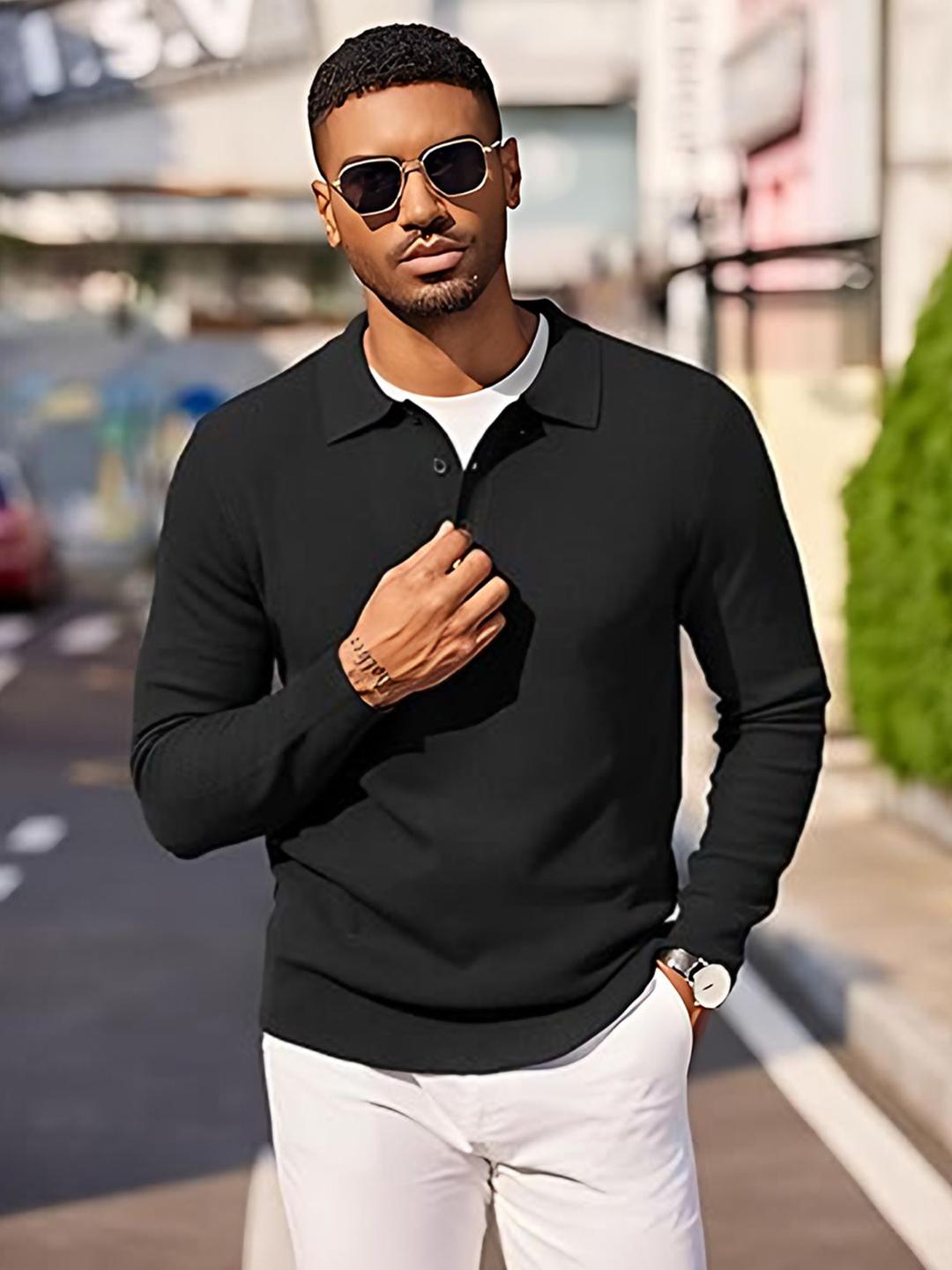 Buy TYSORT Men Woollen Polo Collar Pullover Sweaters - Sweaters